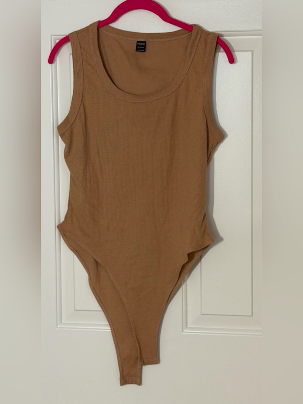 SHEIN Brown Ribbed Tank One-Piece Bodysuit